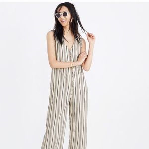 Madewell striped button down jumpsuit